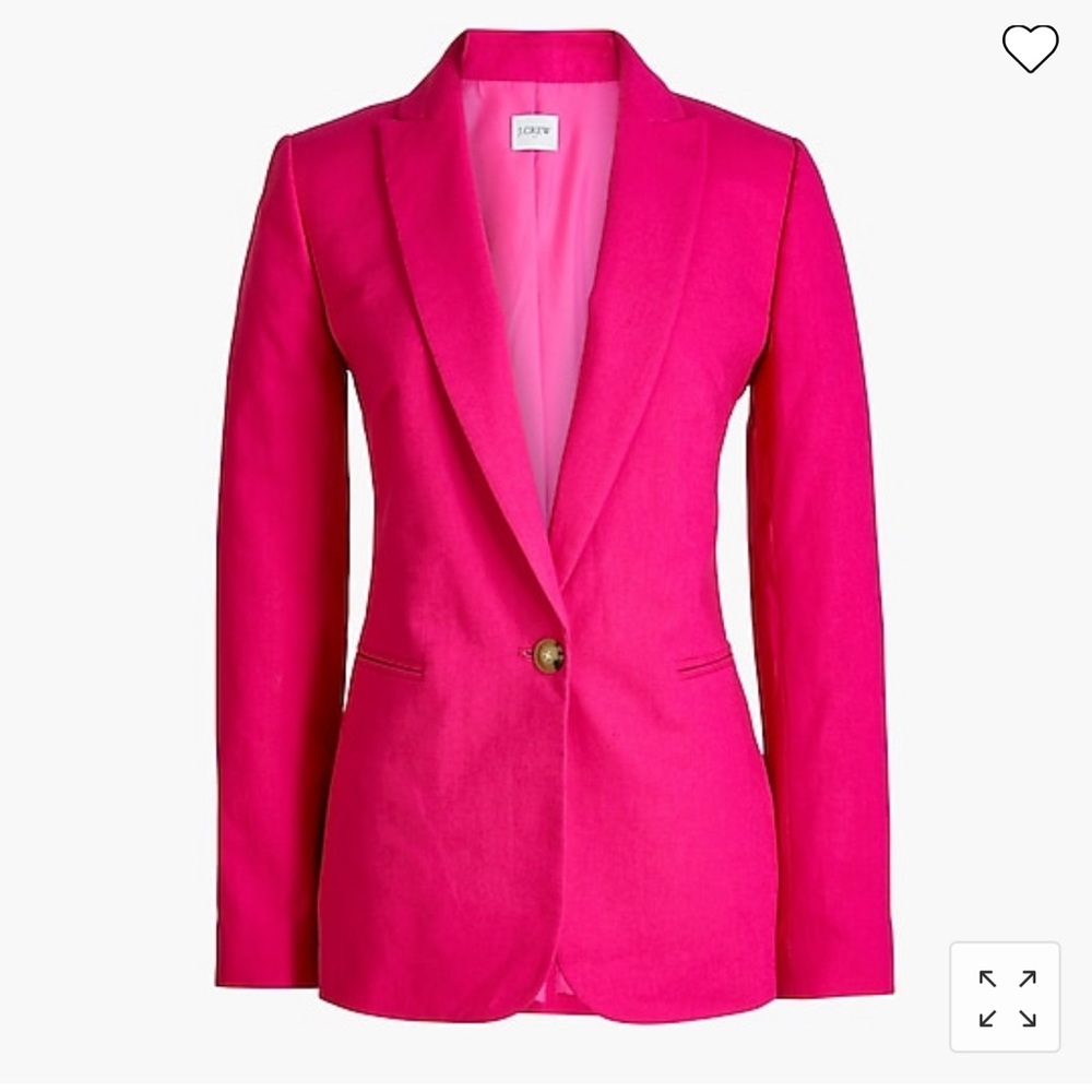 J Crew Linen Holland Blazer Hot Pink size 10